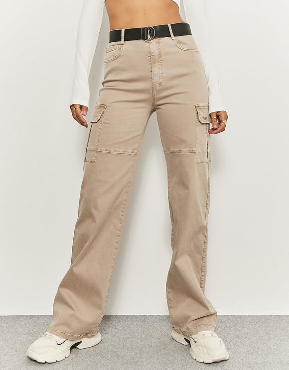 Buy Ardene High Rise Cargo Jogger Pants In Beige