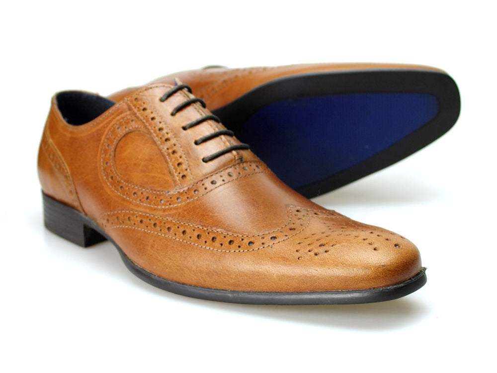 red tape tan brogue shoes