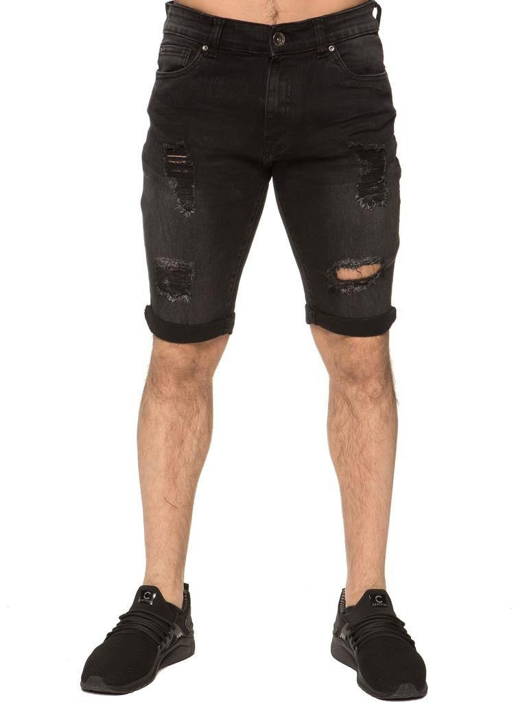 long black ripped shorts