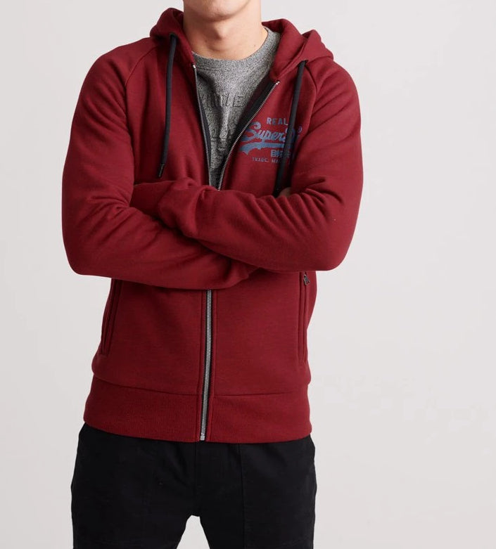 red superdry zip hoodie