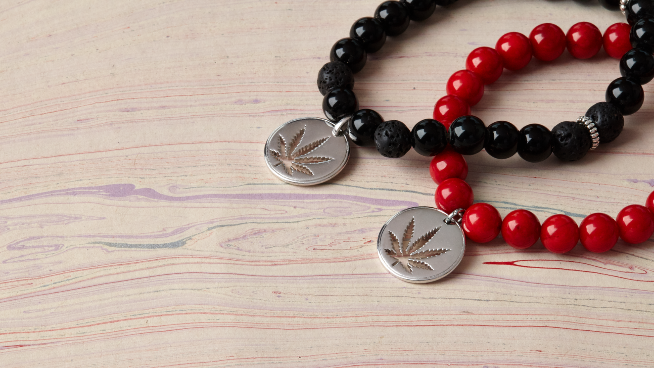 Cannabis Charm Gemstone Bracelet 