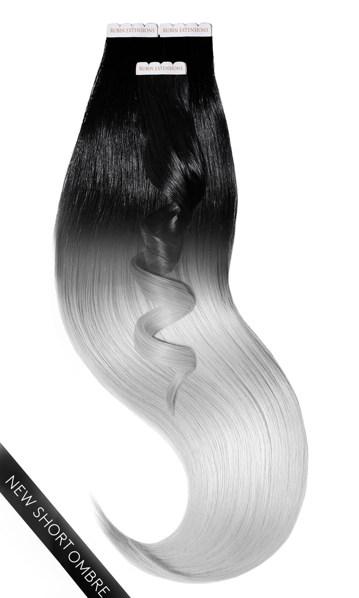 Jet Black Silver Blonde Ombre Hair Extensions Rubin Extensions