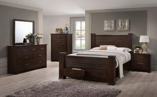 Louis Philippe - Queen Bed & 2 Nightstands & Dresser & Mirror - Cherry –  The Furniture Warehouse Long Beach