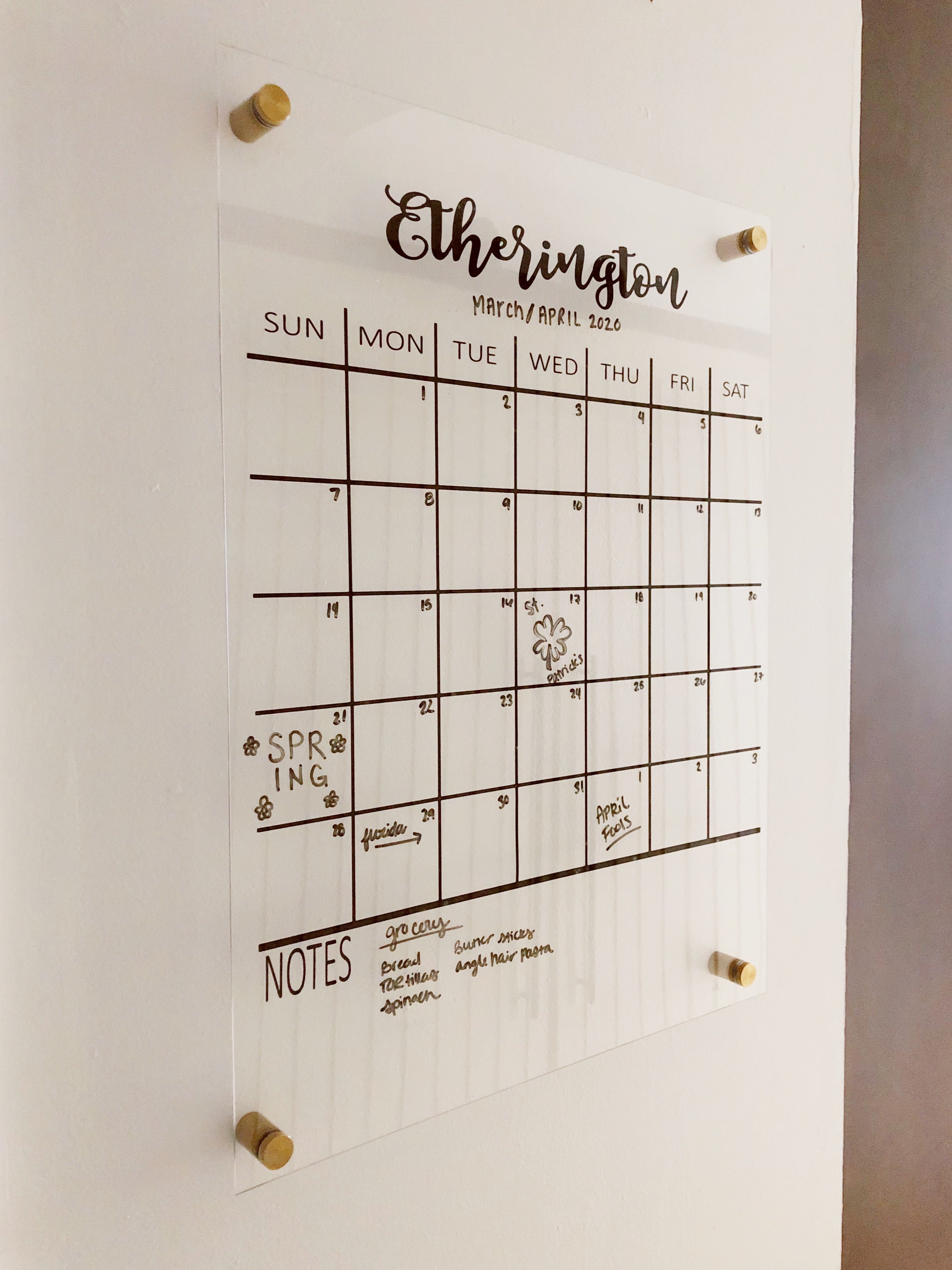 homemade plexiglass calendar