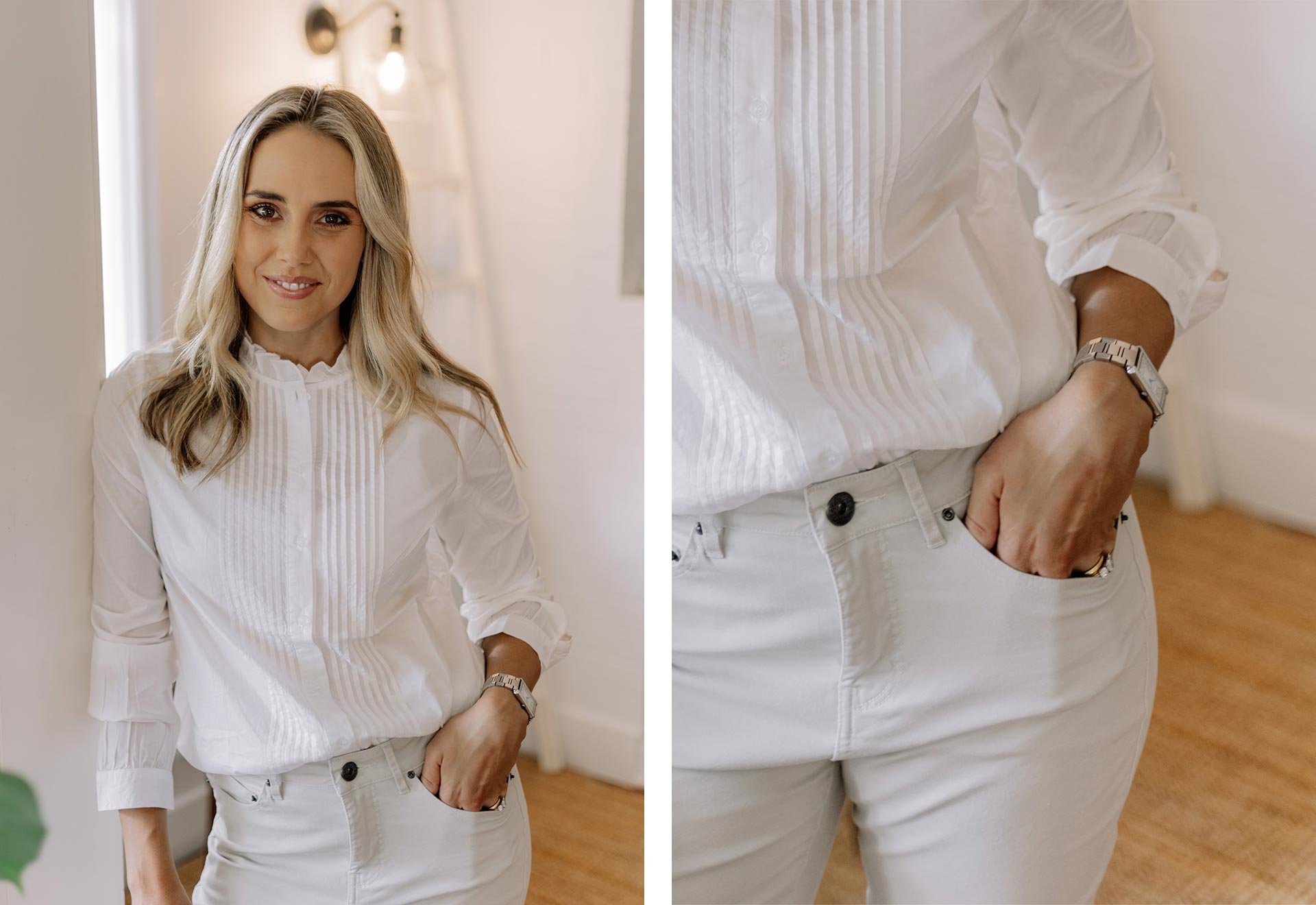 Sammie O'Brien in a White Tricia Blouse