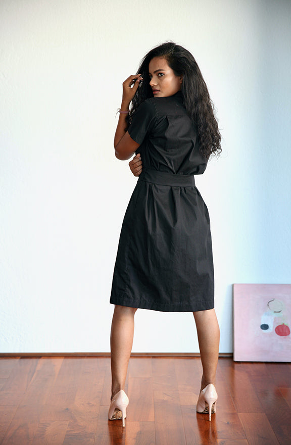 Cotton Poplin Short Sleeve Shirtdress