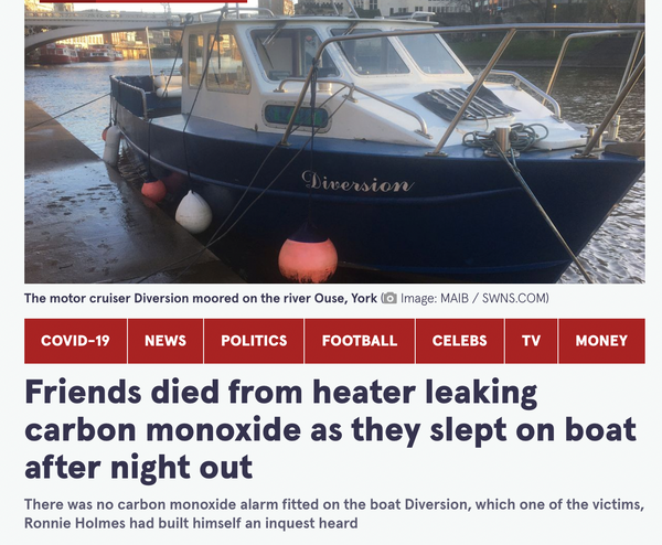 marine boat carbon monoxide
