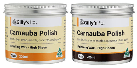 Gilly's Clear and Dark Carnauba Polish 200ml Tins