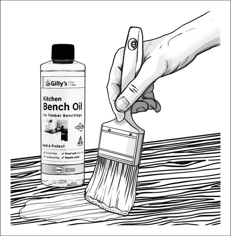 Brushing on Gilly's Kitchen Bench Oil