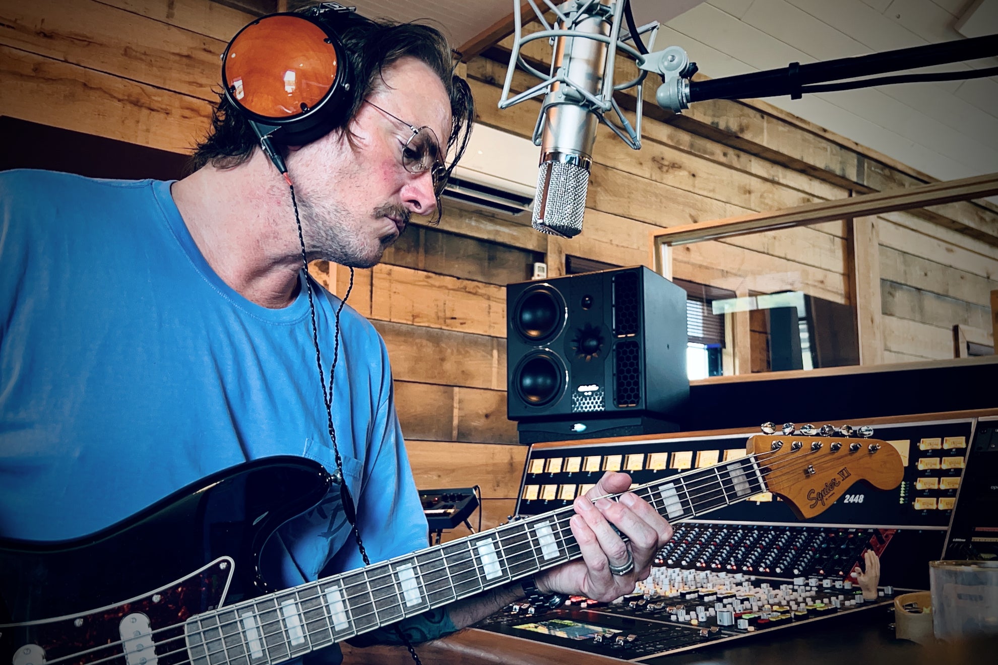 Butch Walker in the studio with his Audeze LCD-XC headphones