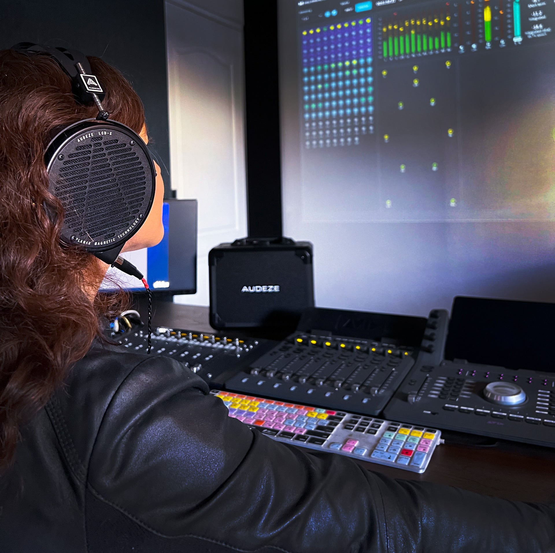 Carolina Antón at work with her LCD-X headphones