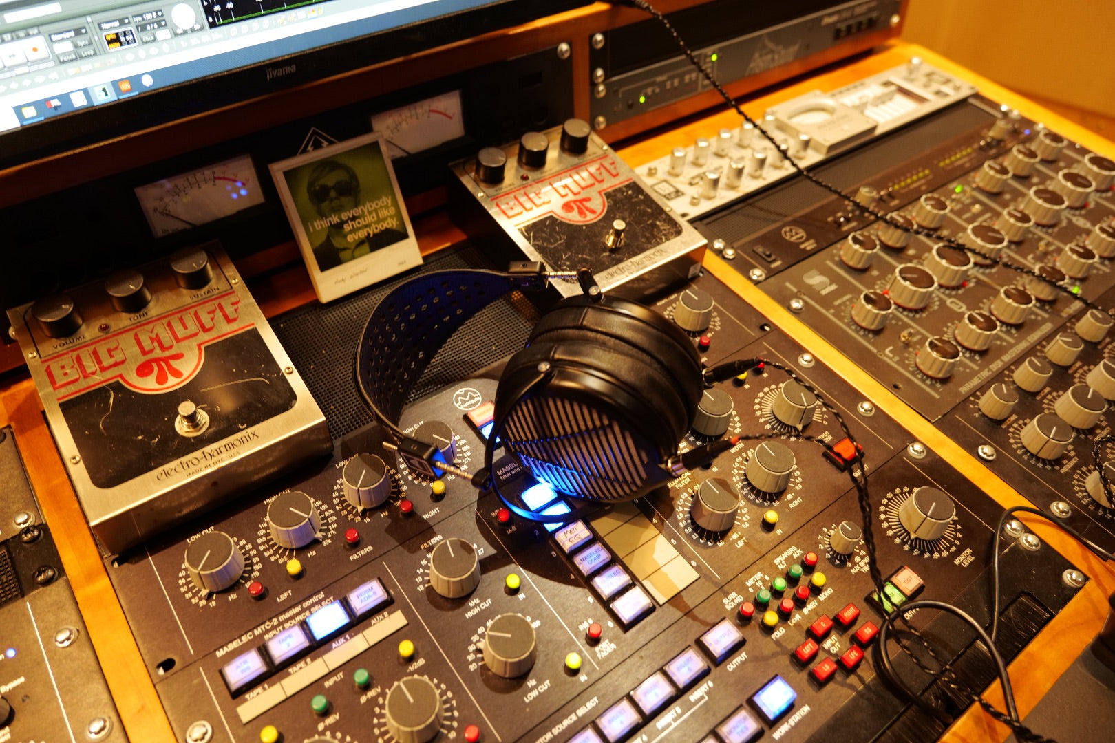 Audeze LCD-MX4 headphones laying on mixing table