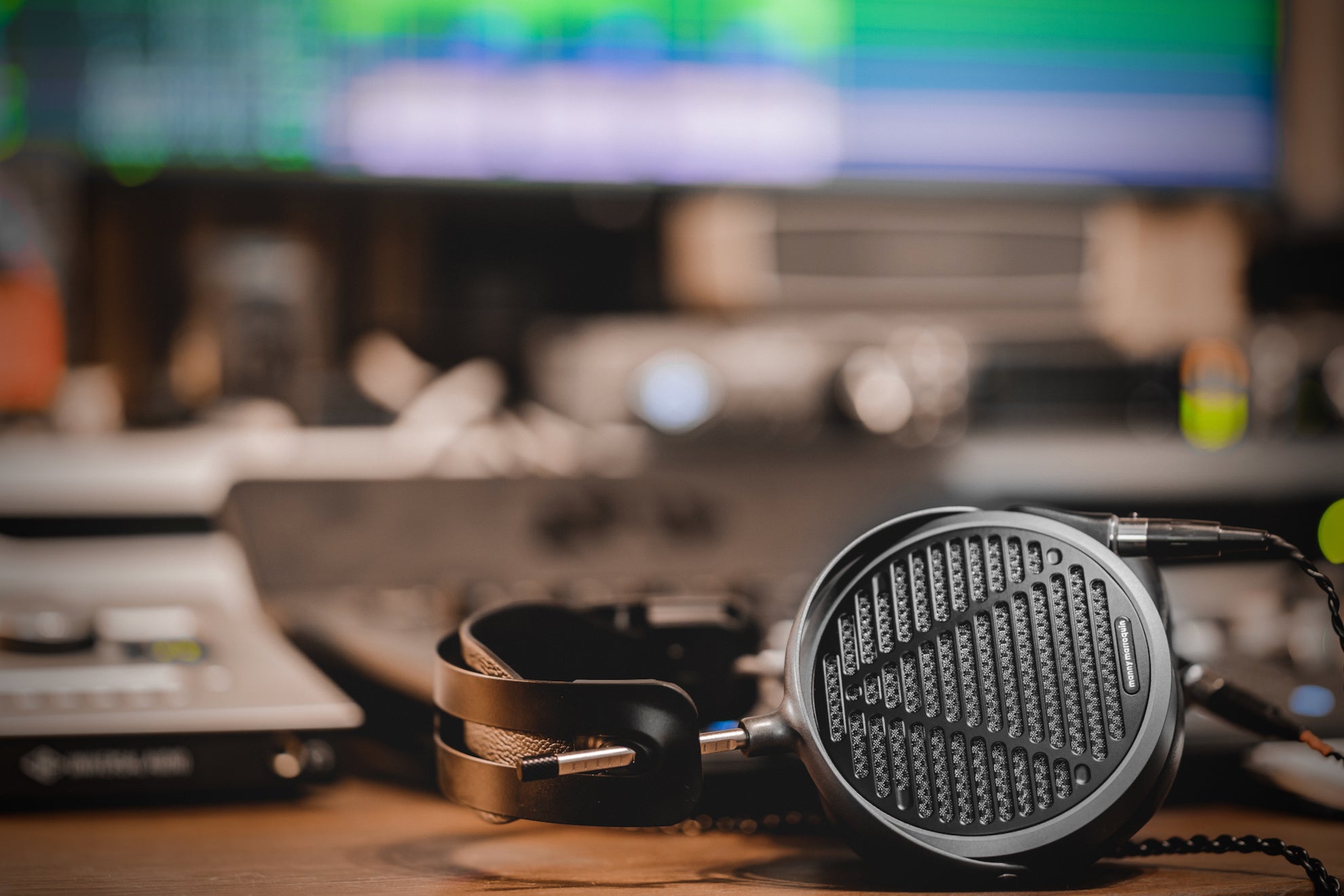 Daniel Holsinger's Audeze MM-500 headphones in his studio