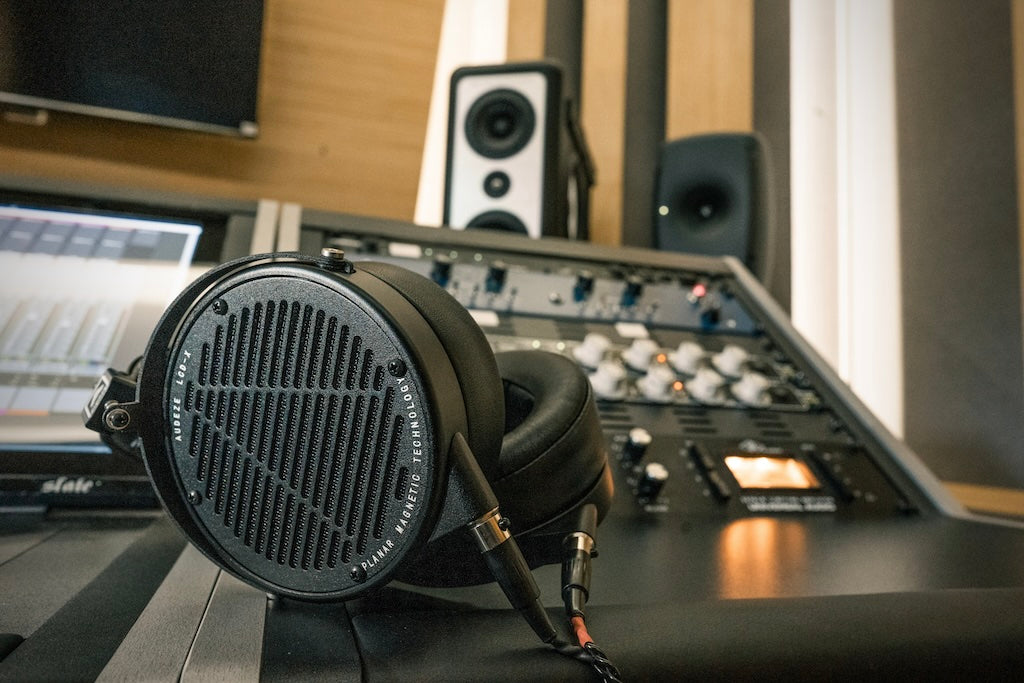 Audeze LCD-X headphones laying on the table