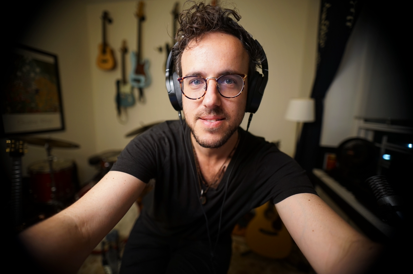 Composer Gilad Hekselman poses with his LCD-1s