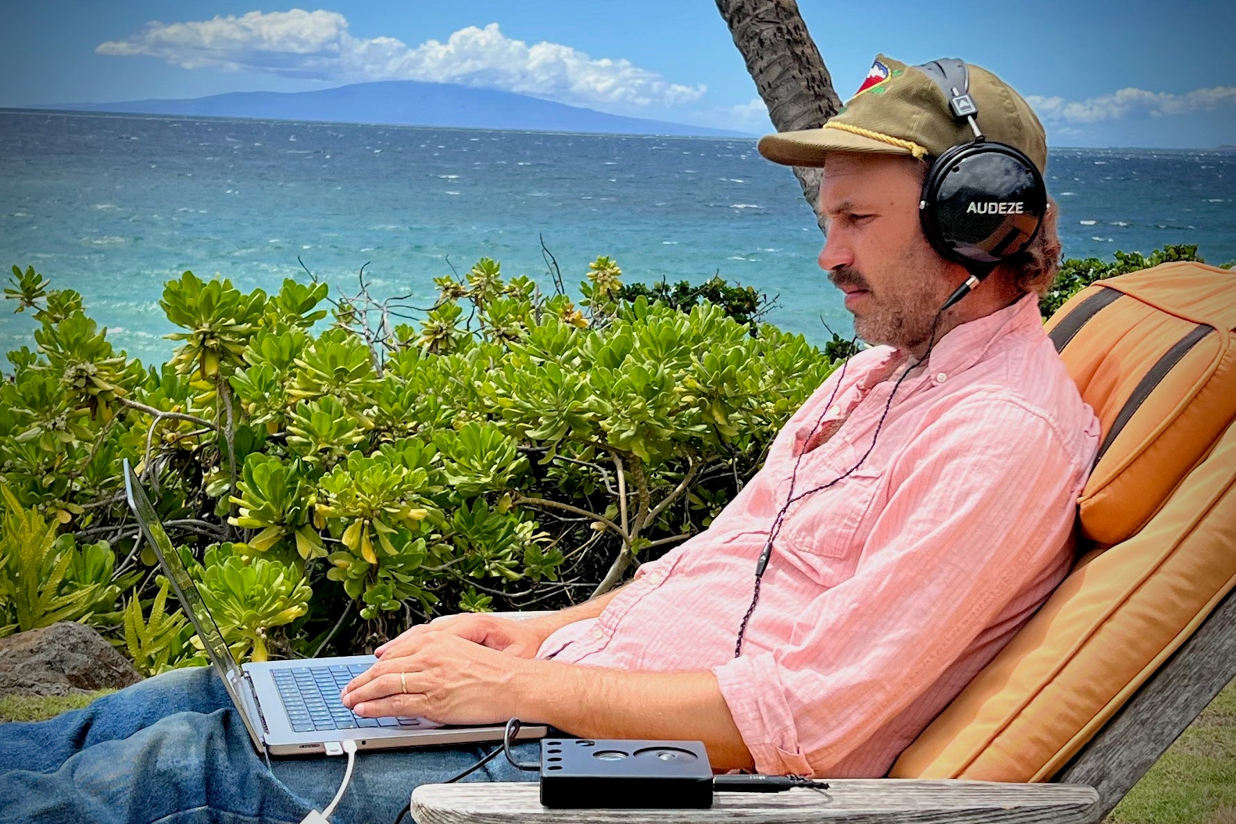 Josh Block working with his Audeze LCD-XC headphones