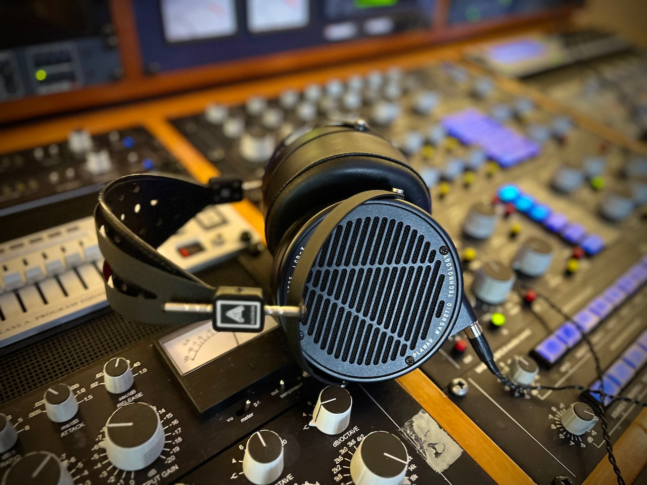 Audeze LCD-X headphones on mixing table