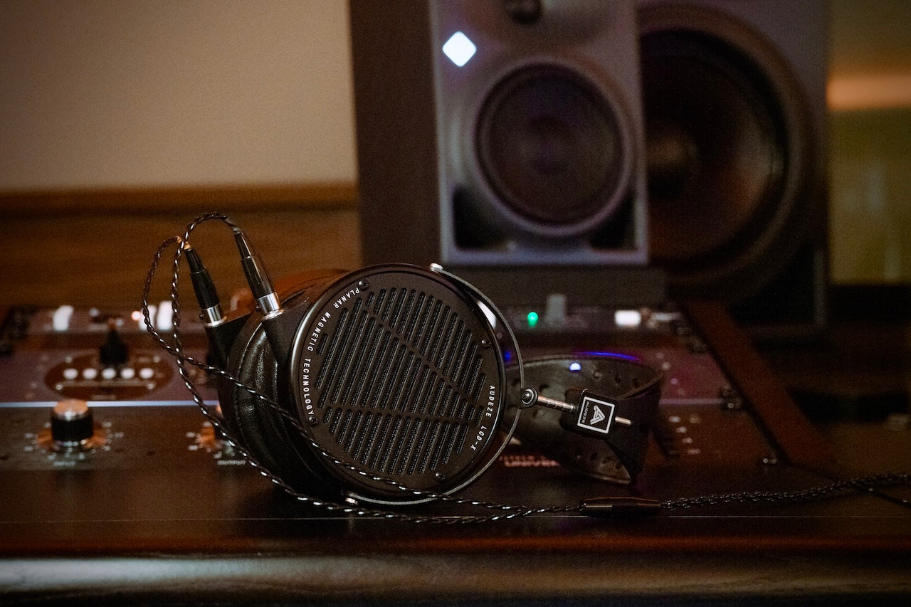 Audeze LCD-X headphones on mixing table