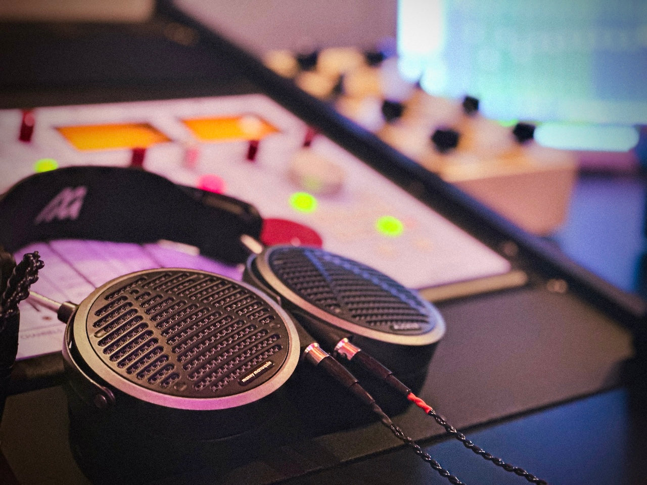 Audeze MM-500 headphones on mixing board