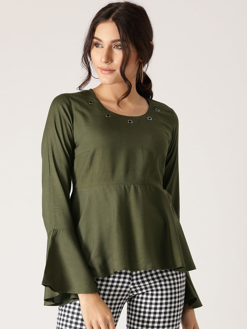 olive peplum top