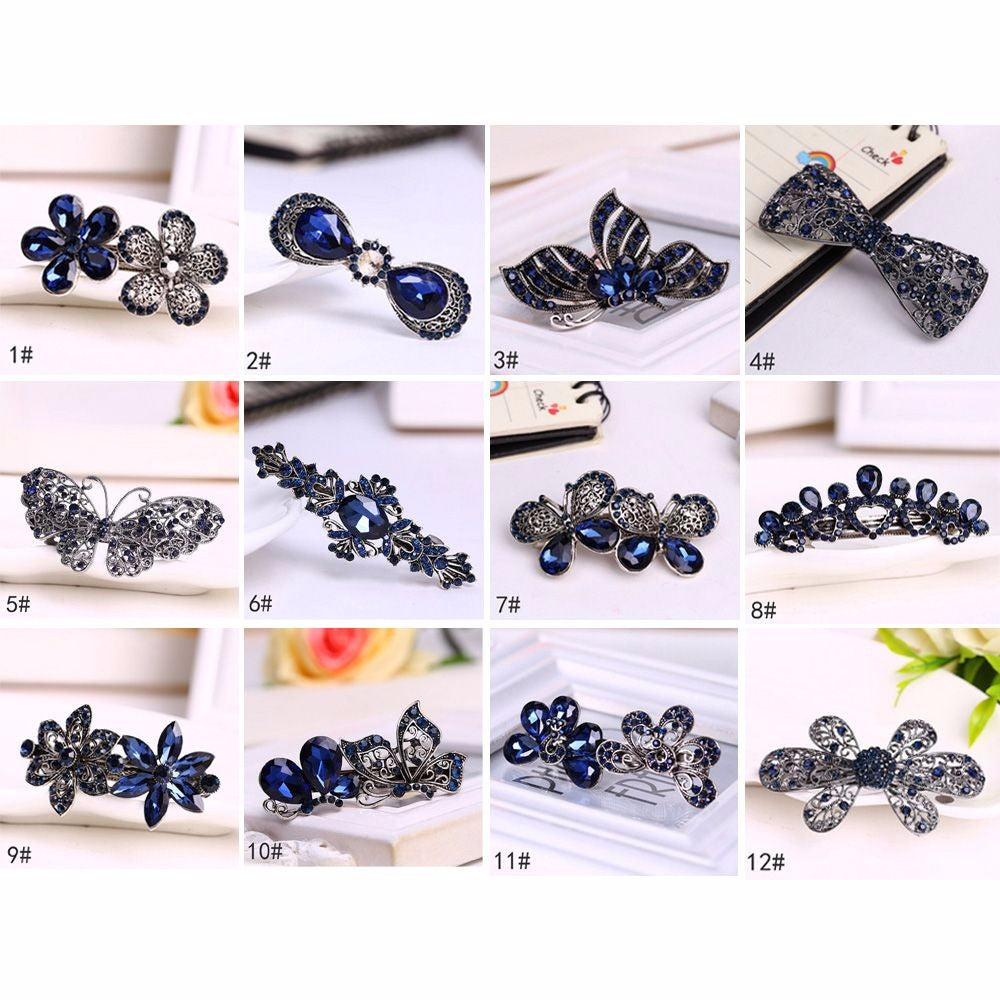 Women Fashion Crystal Rhinestone Flower Hair Pin Ladies Girls