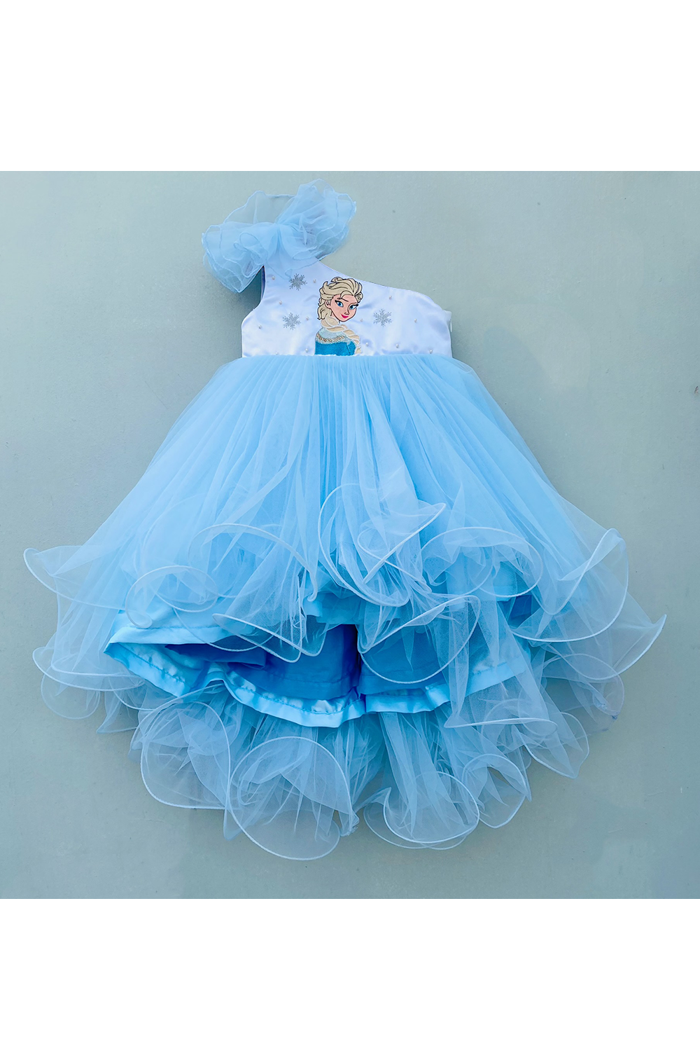 blue and white princess dress