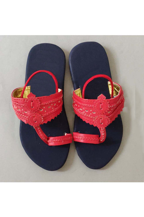 red designer flip flops