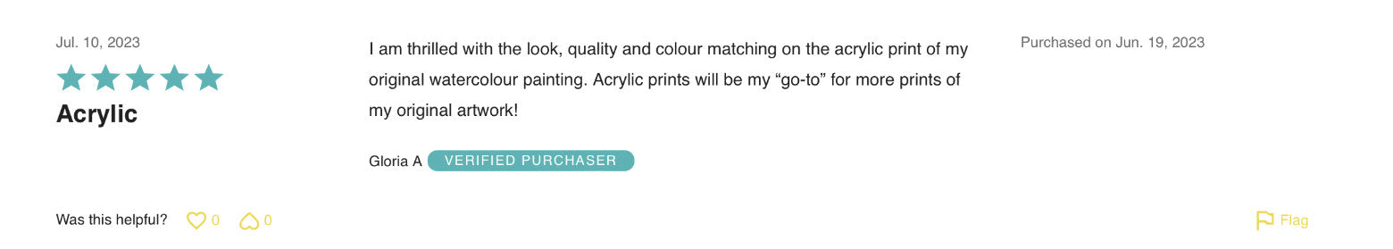 5-star review of Posterjack Acrylic Photo Prints