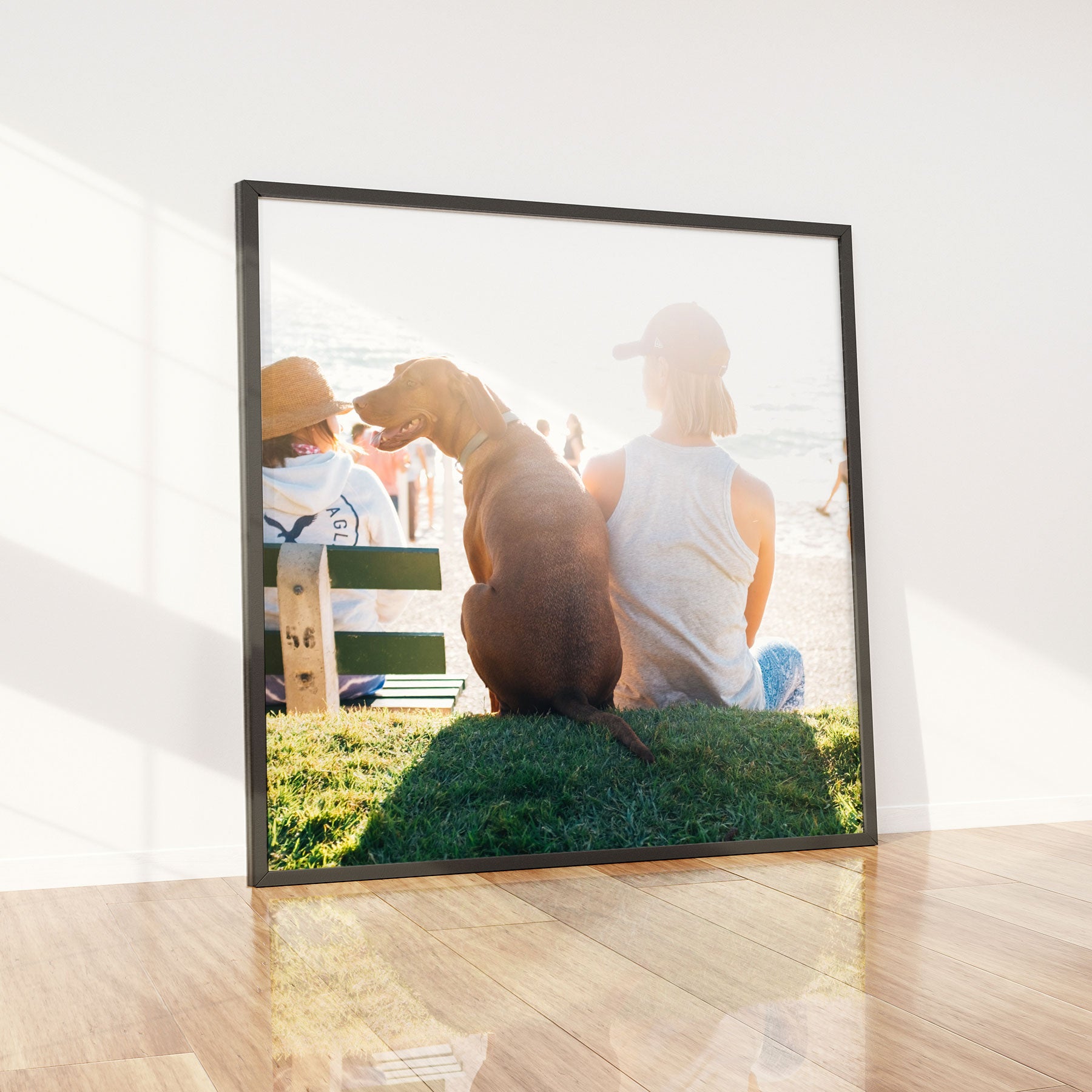 Acrylic Print with Standard Frame Displaying a Photo of a Person with Their Dog