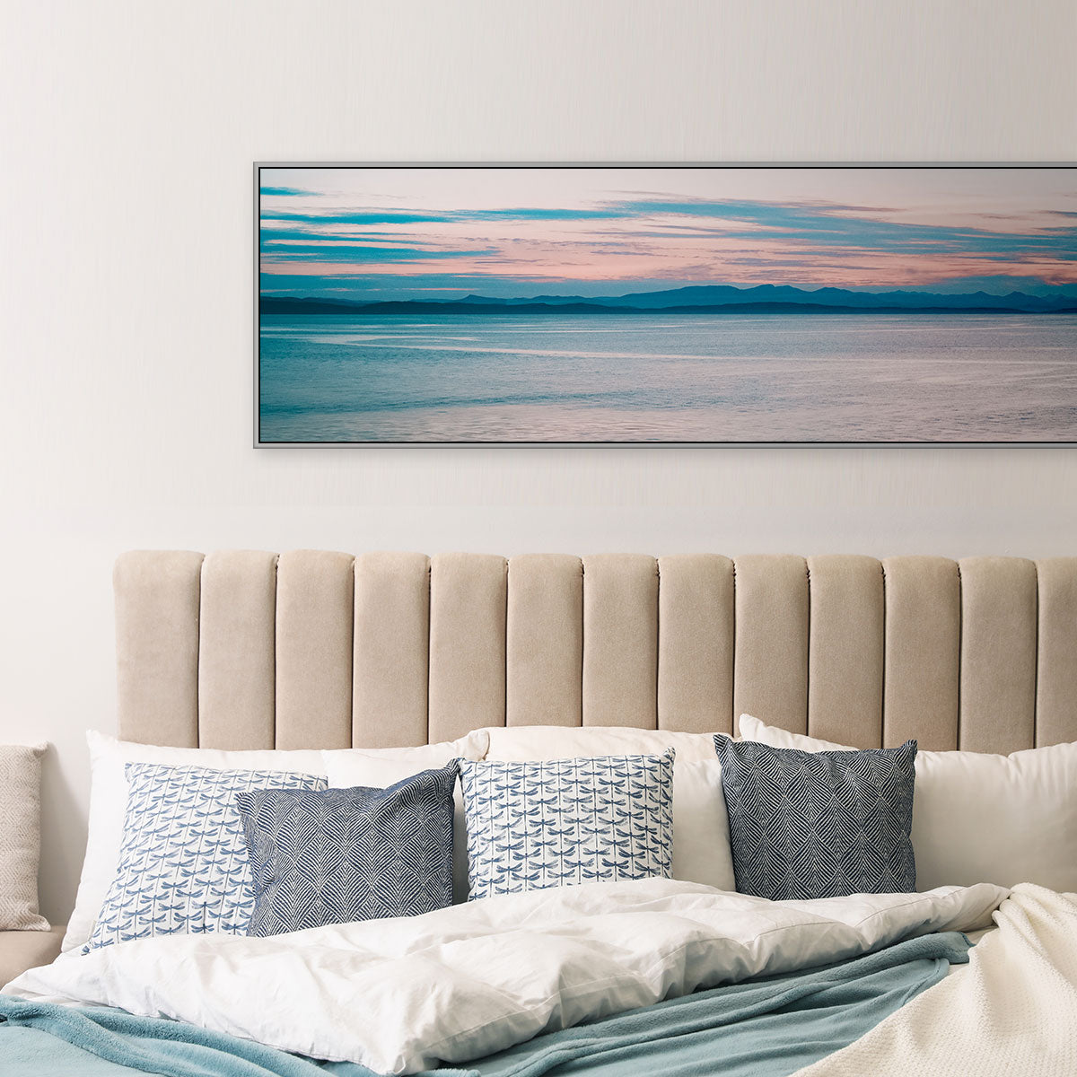 Panoramic Photo of a Sunset Over the Ocean in Victoria, BC - Bedroom Decor Styled by Posterjack Canada