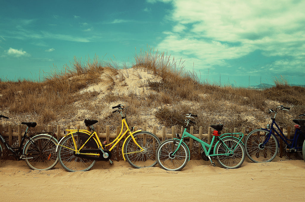 Bicycles in the sand on the beach