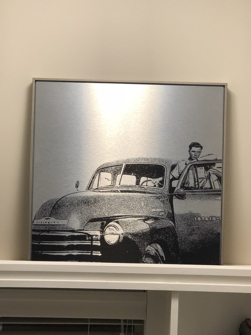 Posterjack Canada Customer Photo Feature - Brushed Silver Metal Print with Silver Modern Float Frame