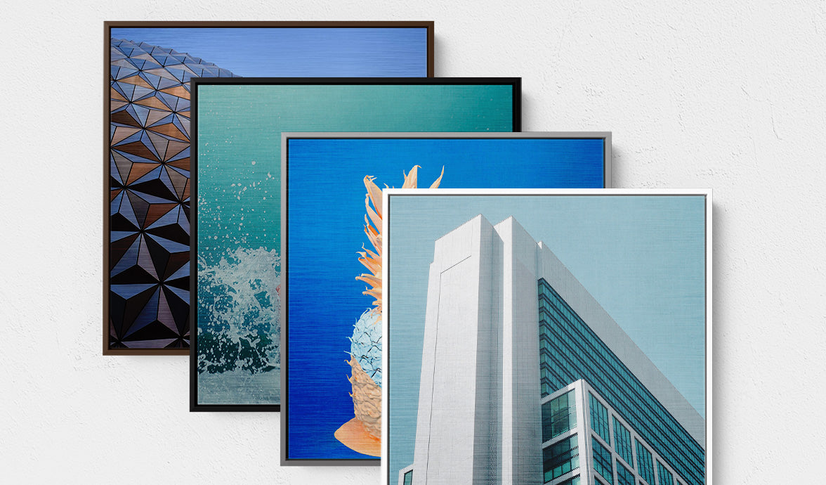 Brushed Silver Metal Prints with Float Frame Colour Options, Posterjack Canada