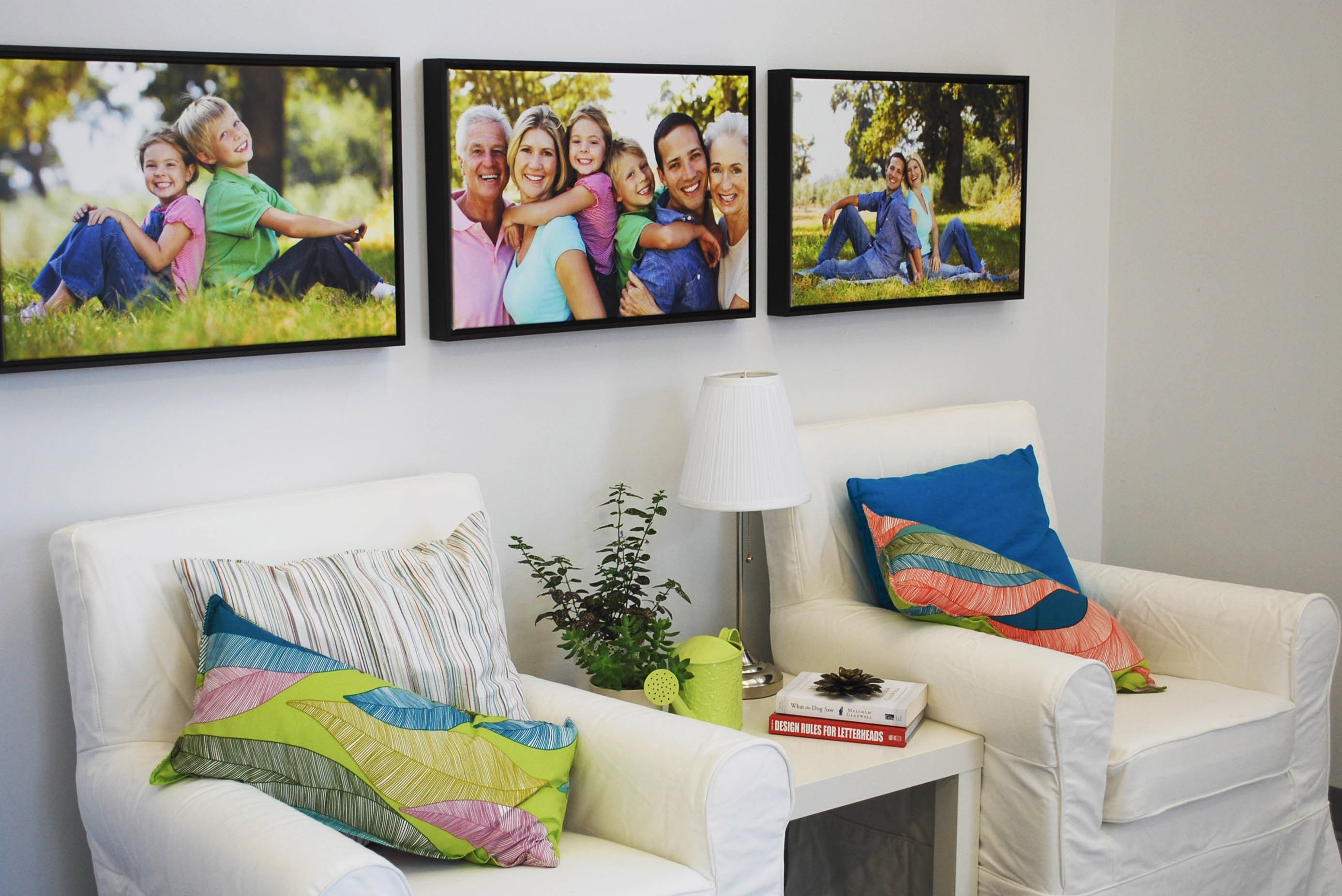 Canvas Prints with Floater Frames on Display in Living Room