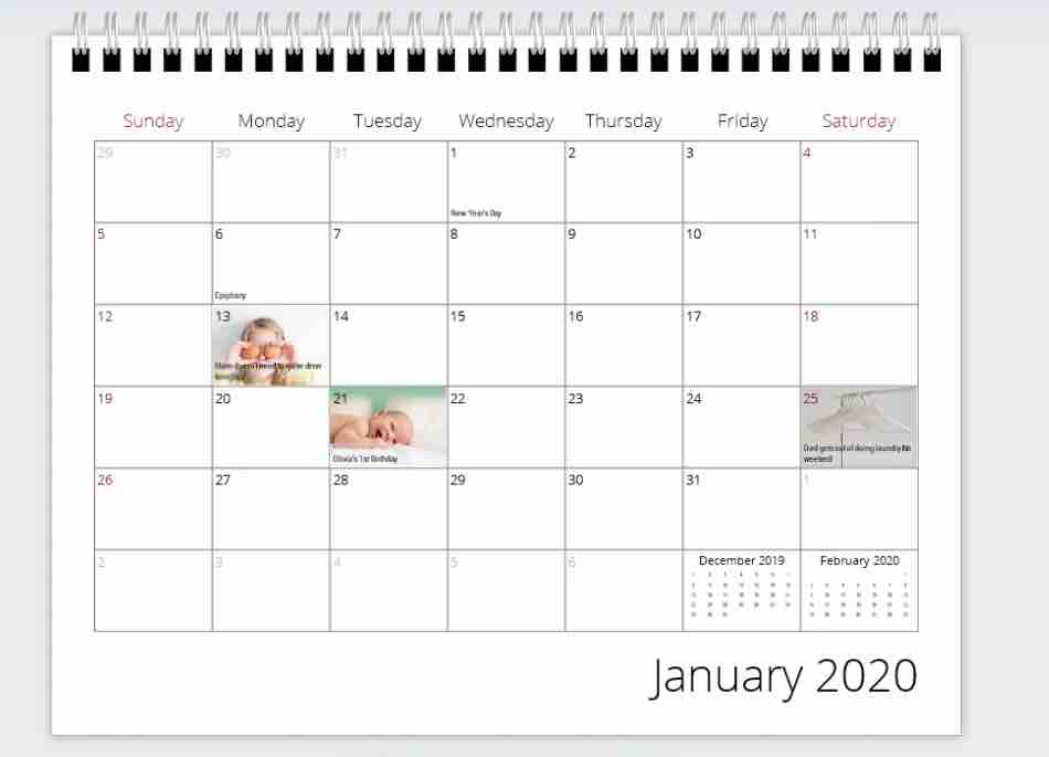 Customizing a Photo Calendar to Include Special Dates