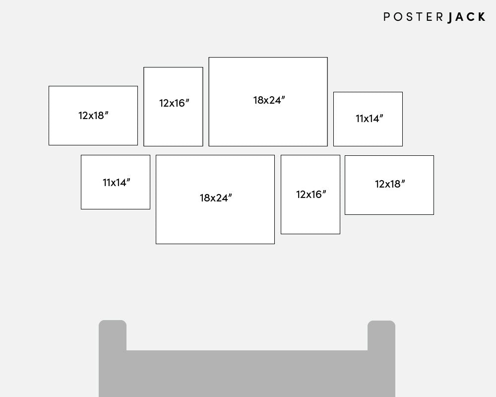 Gallery Wall Layout Template Using Eight Photos