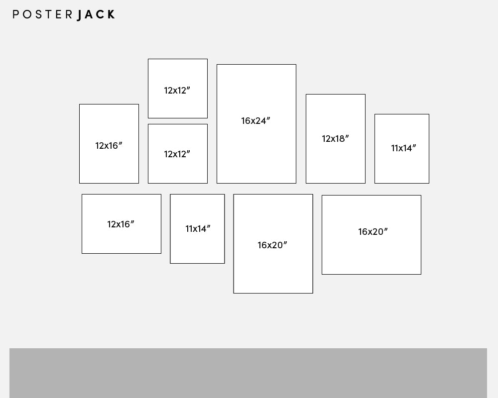 Gallery Wall Layout Idea Template for 10 Frames
