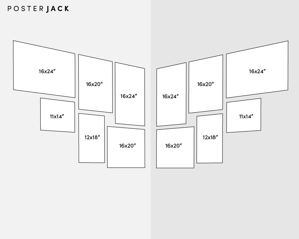 Gallery Wall Layout Idea Using 12 Photos in Different Sizes