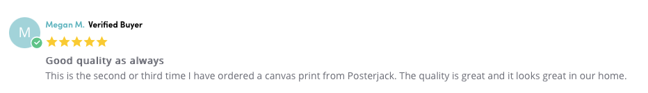 Screenshot of Posterjack Canada Canvas Print Review by Customer