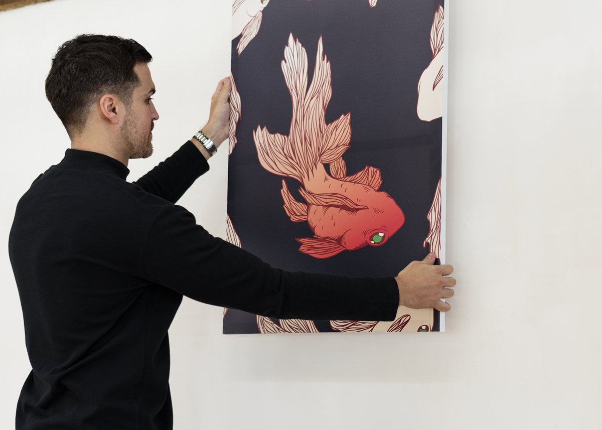 Man Hanging Artwork Flat on the Wall