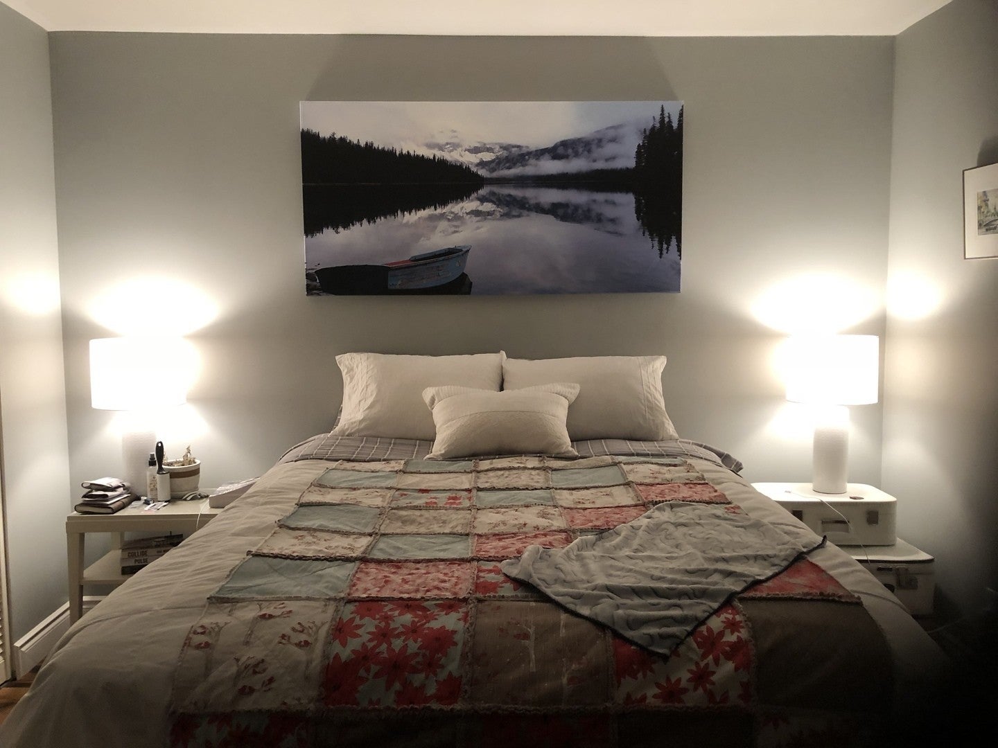 Large Canvas Print displayed above a bed, shared by Posterjack Canada customer.