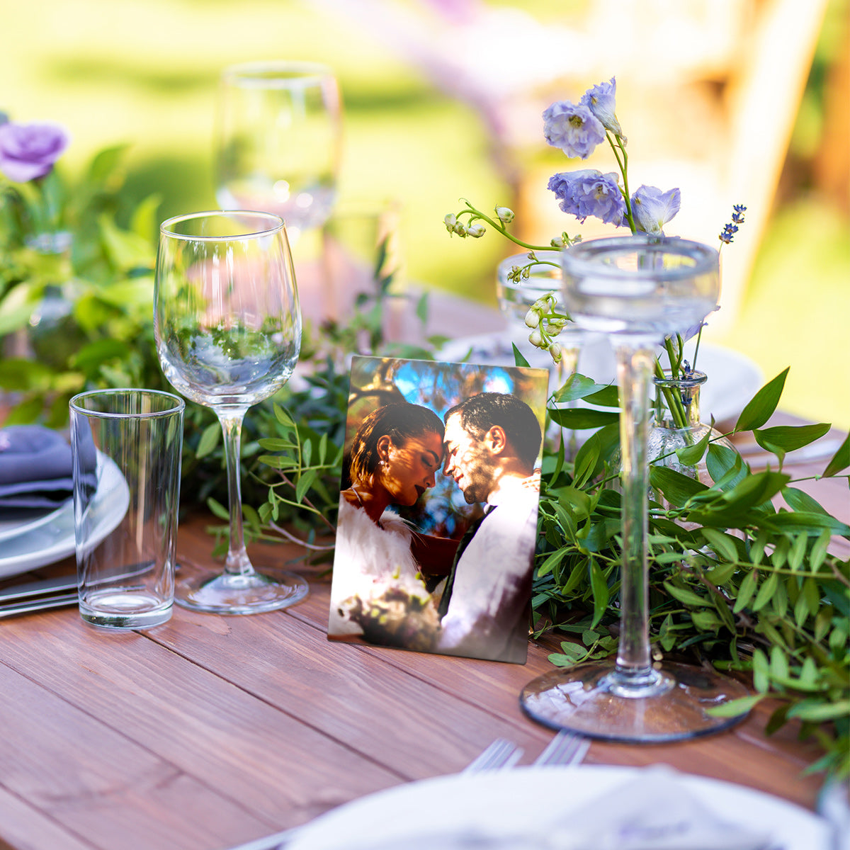 Outdoor Table Decor with a Metal Mini Photo Print