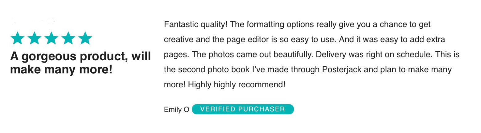Posterjack Customer Review of Hardcover Photo Book