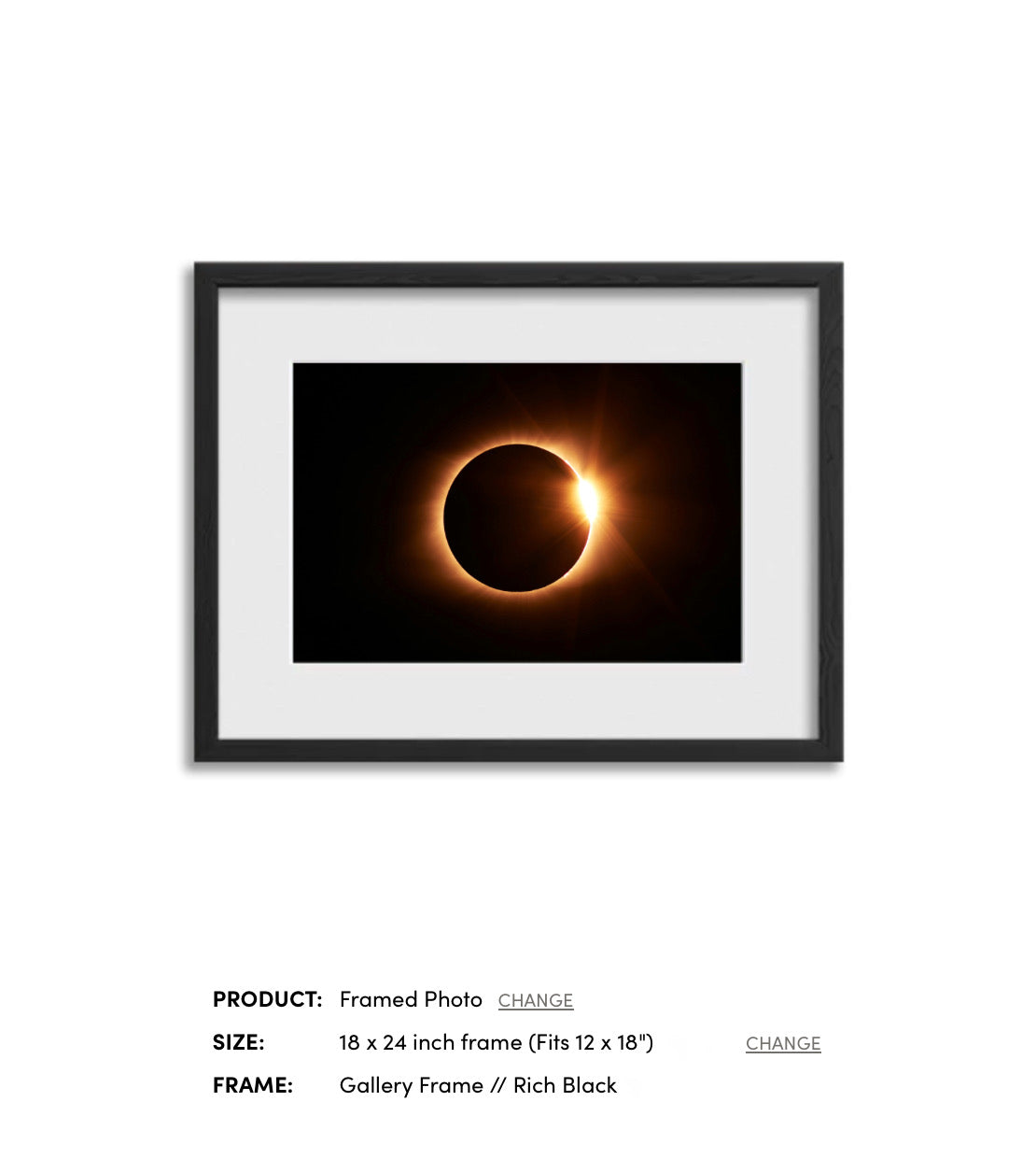 Print Preview of a Framed Solar Eclipse Photo