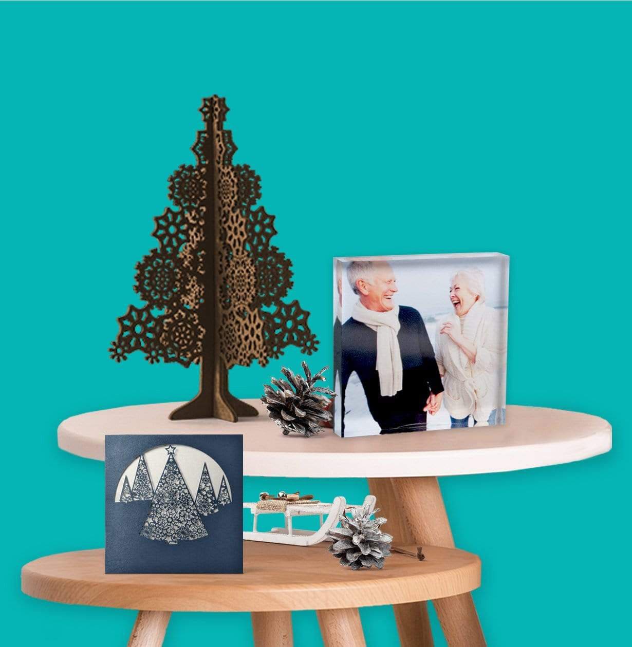 Acrylic Photo Block Displayed with Holiday Christmas Decor