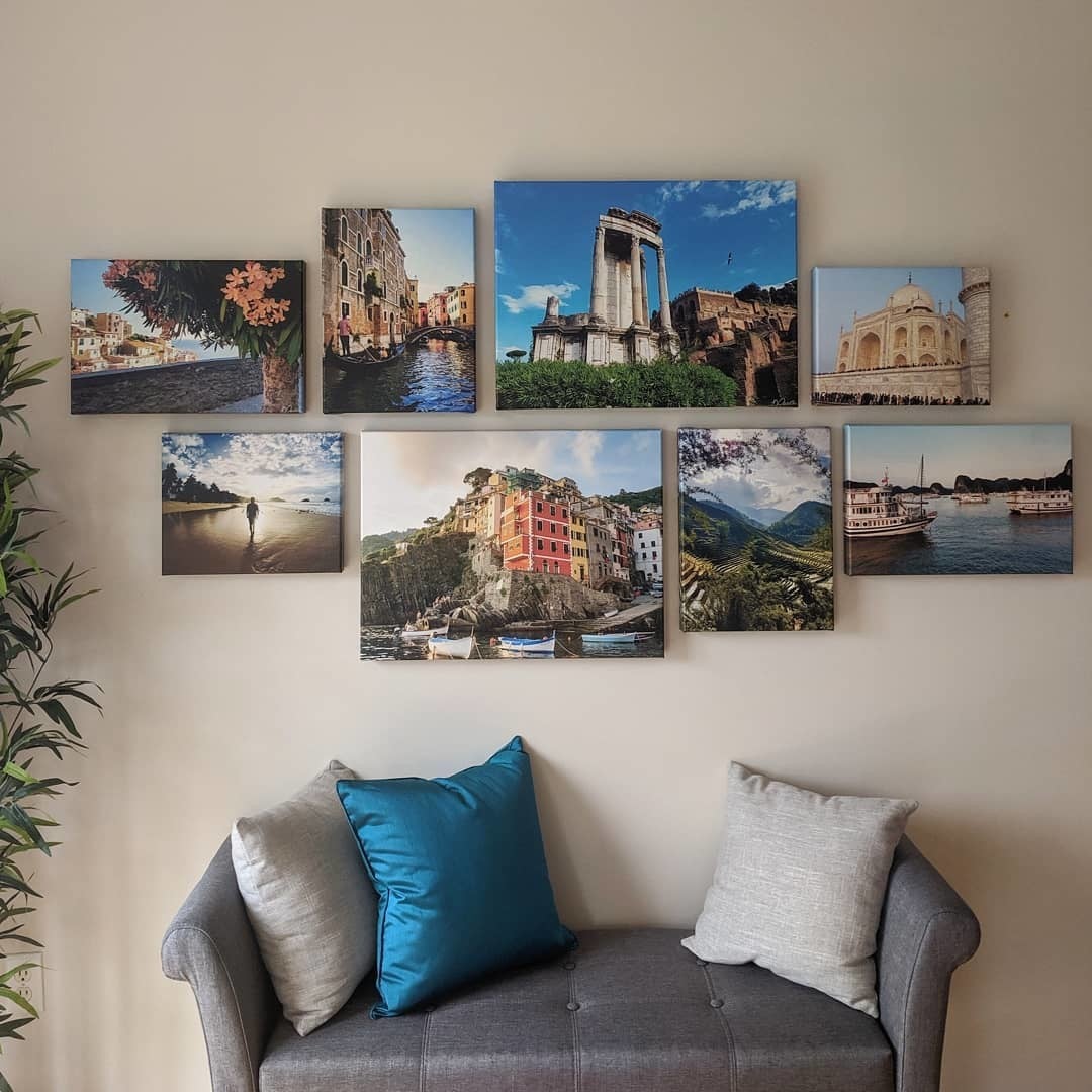 Living Room Gallery Wall with 8 Photos