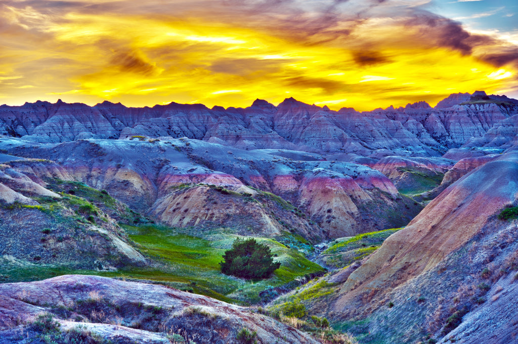 Colourful HDR landscape photo at sunset