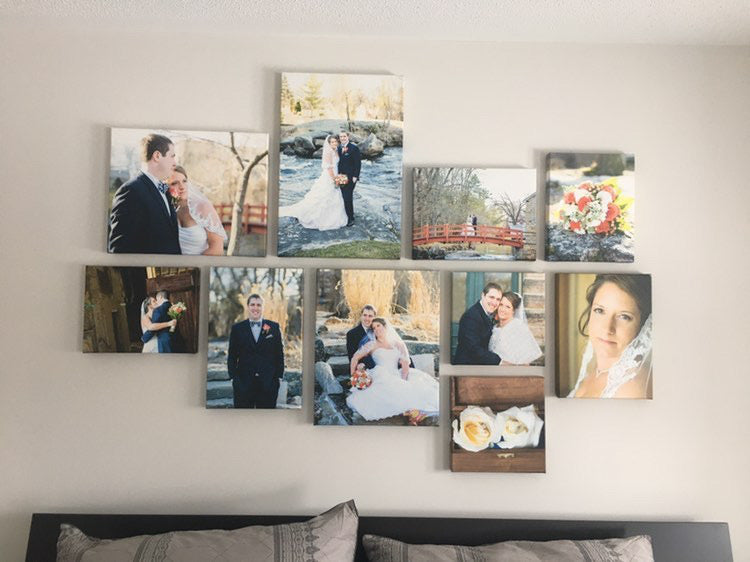 Gallery Wall Layout Using 10 Photos in Different Sizes