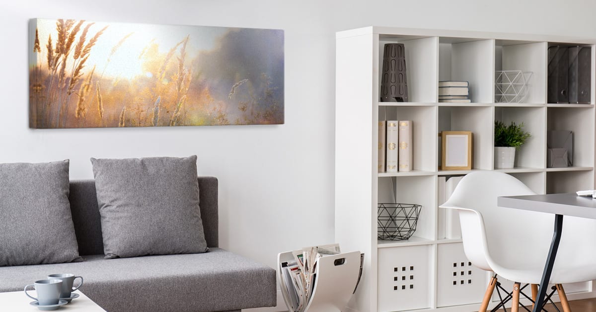 Panoramic Photo Printed on Canvas and Displayed in Living Room