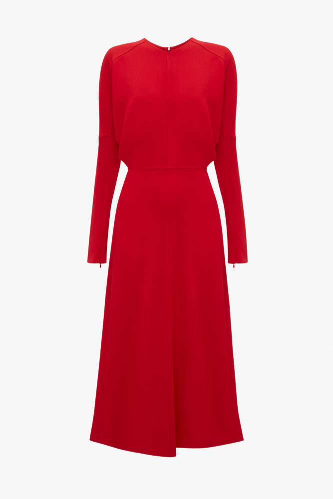 Victoria Beckham Dolman Midi Dress In Red 16